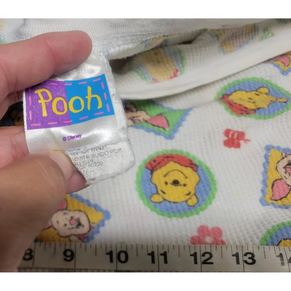 Vintage Disney Winnie the Pooh Piglet‎ Thermal Baby Blanket Cotton Waffle Knit